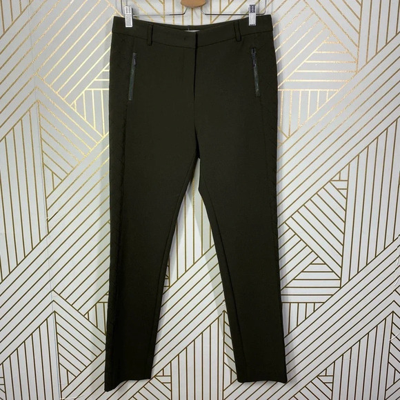 Gerard Darel Olive Green Quilted Zipper Pocket Leggings Pants Size 38 / US 6 - Picture 1 of 10